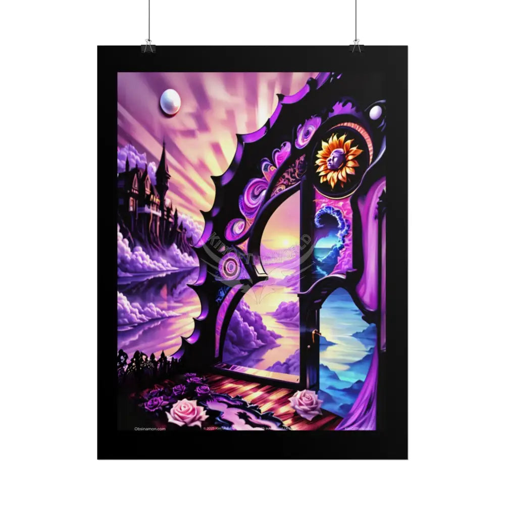 3D Ribbon Ruffle Cat Lady Empowered Woman Vibrant Magical Kitties & Floral Portal Art Poster Poster