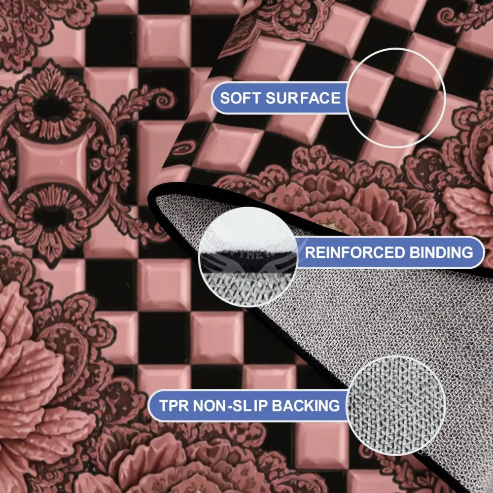 3D Rose Gold CheckerBoard Print Large Area Rug Floor Carpet - 12ft x 10 ft - (Ratio 4:3) 144’’x108’’ Rugs & Mats