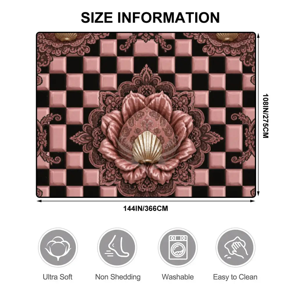 3D Rose Gold CheckerBoard Print Large Area Rug Floor Carpet - 12ft x 10 ft - (Ratio 4:3) 144’’x108’’ Rugs & Mats