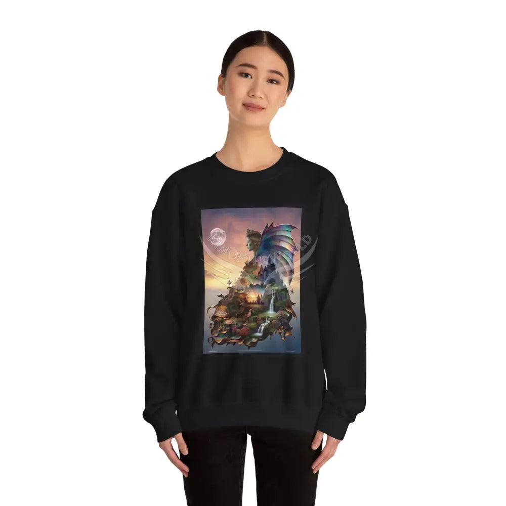 3D Scape Fantasy Signature Design Sweatshirt — Tall Giantess Fetish Art Crewneck Sweatshirt