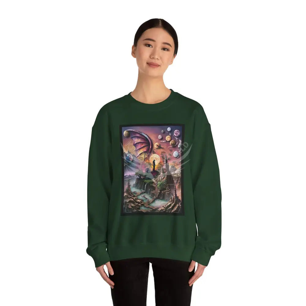 3D Scape Fantasy Signature Design Sweatshirt — Tall Giantess Fetish Art Crewneck Sweatshirt