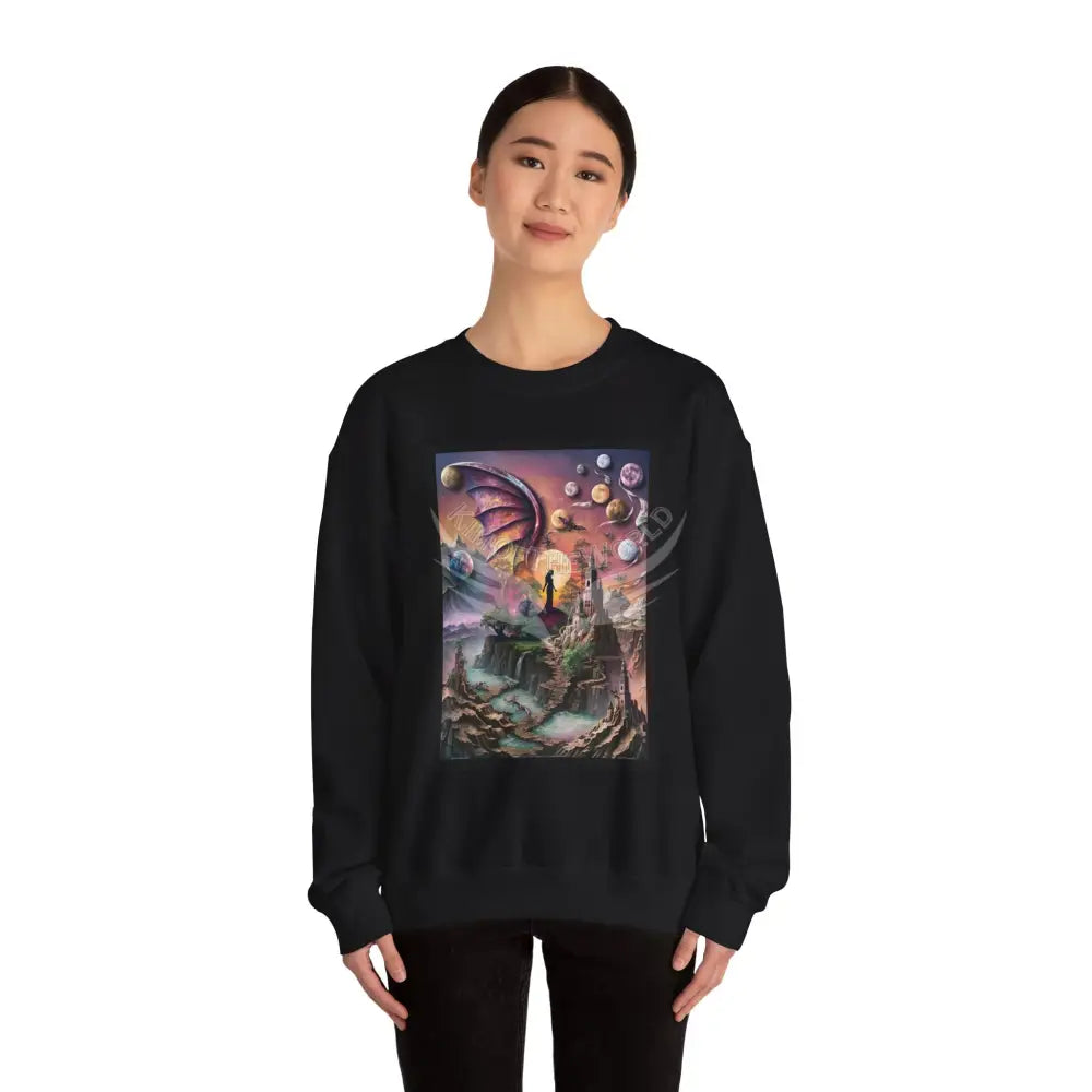 3D Scape Fantasy Signature Design Sweatshirt — Tall Giantess Fetish Art Crewneck Sweatshirt
