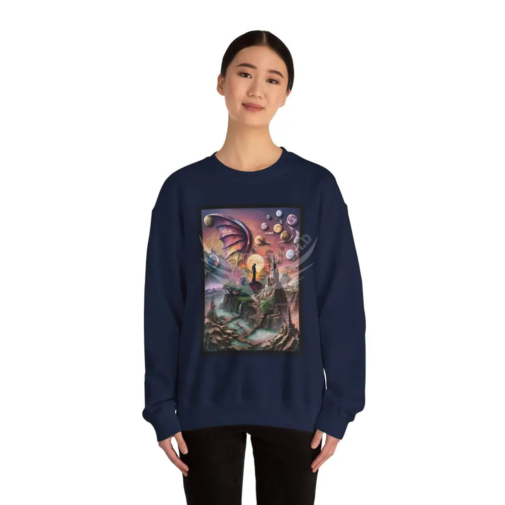 3D Scape Fantasy Signature Design Sweatshirt — Tall Giantess Fetish Art Crewneck Sweatshirt