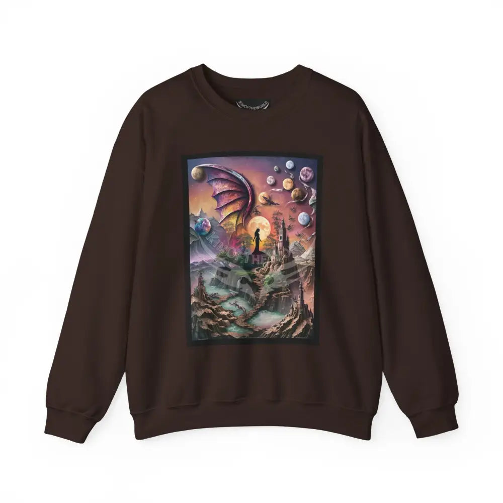 3D Scape Fantasy Signature Design Sweatshirt — Tall Giantess Fetish Art Crewneck Dark Chocolate / S Sweatshirt