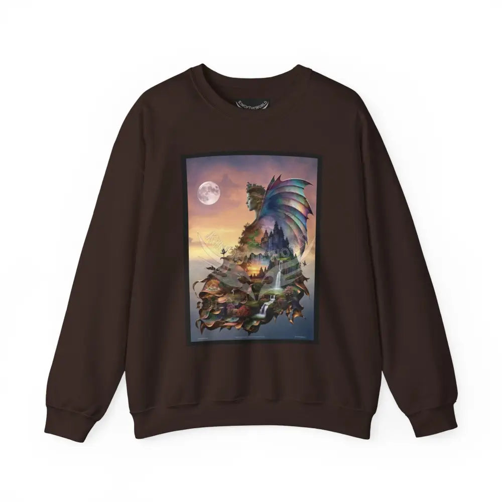 3D Scape Fantasy Signature Design Sweatshirt — Tall Giantess Fetish Art Crewneck Dark Chocolate / S Sweatshirt