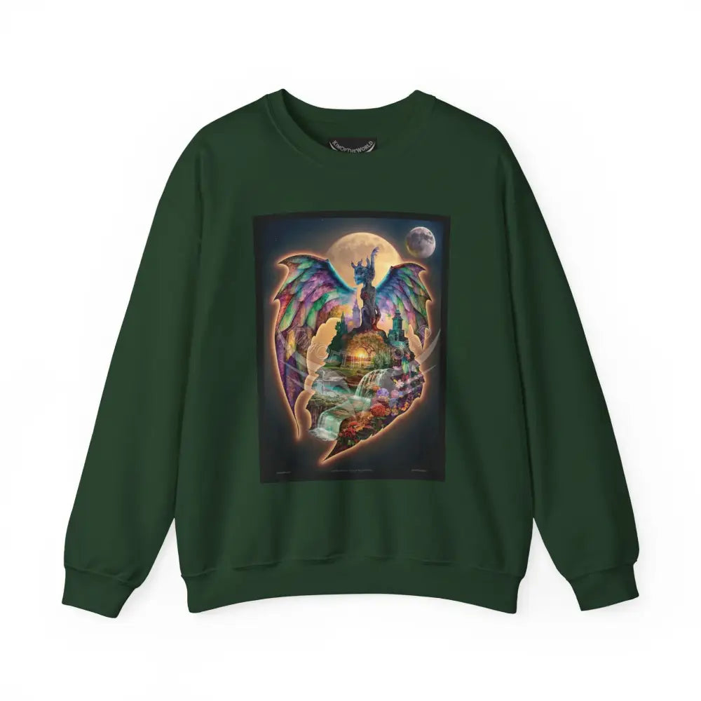 3D Scape Fantasy Signature Design Sweatshirt — Tall Giantess Fetish Art Crewneck Forest Green / S Sweatshirt