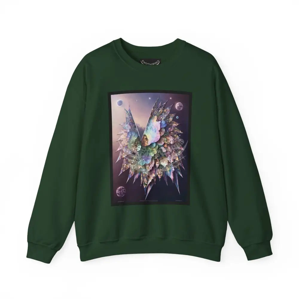 3D Scape Fantasy Signature Design Sweatshirt — Tall Giantess Fetish Art Crewneck Forest Green / S Sweatshirt