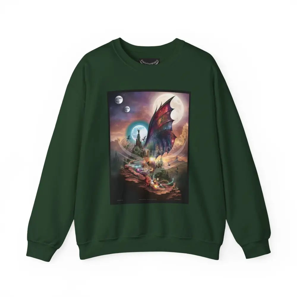 3D Scape Fantasy Signature Design Sweatshirt — Tall Giantess Fetish Art Crewneck Forest Green / S Sweatshirt