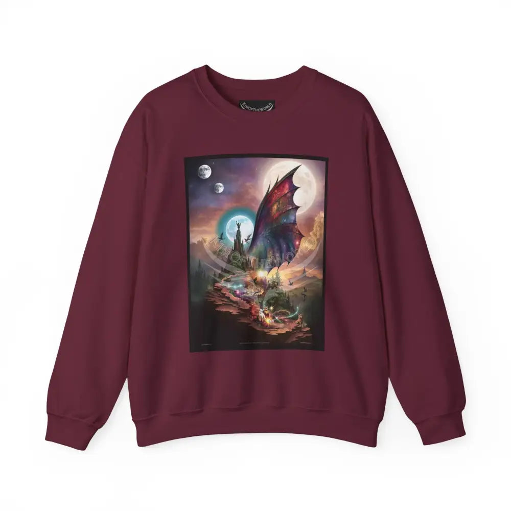 3D Scape Fantasy Signature Design Sweatshirt — Tall Giantess Fetish Art Crewneck Maroon / S Sweatshirt