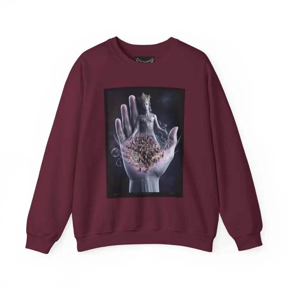 3D Scape Fantasy Signature Design Sweatshirt — Tall Giantess Fetish Art Crewneck Maroon / S Sweatshirt
