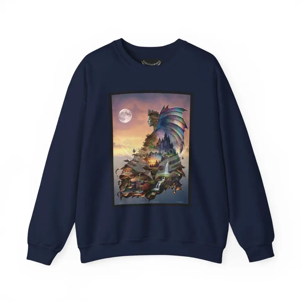 3D Scape Fantasy Signature Design Sweatshirt — Tall Giantess Fetish Art Crewneck Navy / S Sweatshirt