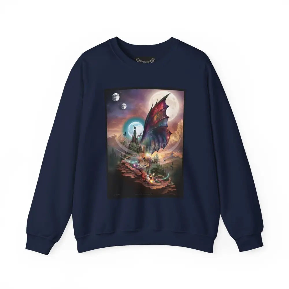 3D Scape Fantasy Signature Design Sweatshirt — Tall Giantess Fetish Art Crewneck Navy / S Sweatshirt