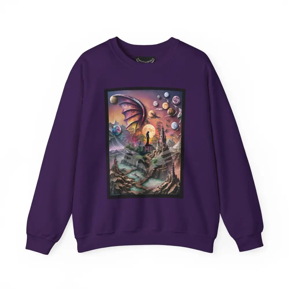 3D Scape Fantasy Signature Design Sweatshirt — Tall Giantess Fetish Art Crewneck Purple / S Sweatshirt