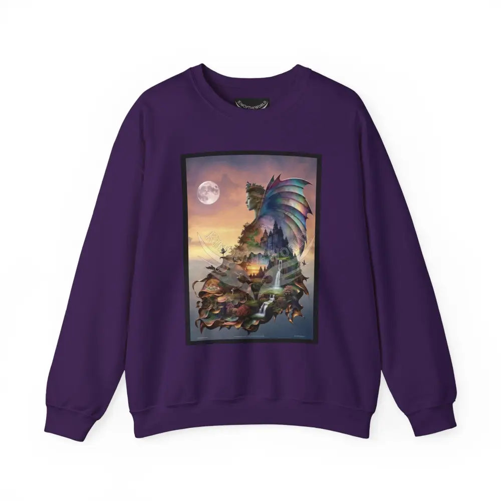 3D Scape Fantasy Signature Design Sweatshirt — Tall Giantess Fetish Art Crewneck Purple / S Sweatshirt