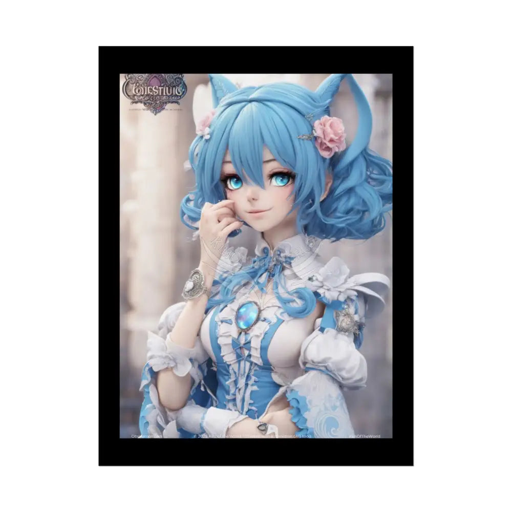 3D Sexy Flirty Blue Anime Doll Poster — Rolled Art Print 18″ x 24″ (Vertical) / Semi Glossy Poster