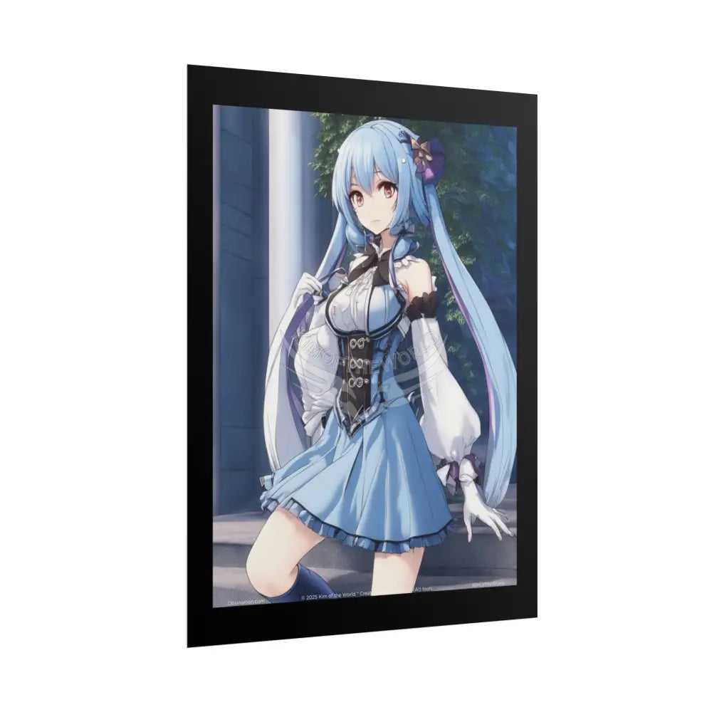 3D Sexy Flirty Blue Anime Doll Poster — Rolled Art Print Poster