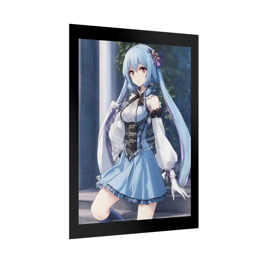 3D Sexy Flirty Blue Anime Doll Poster — Rolled Art Print Poster