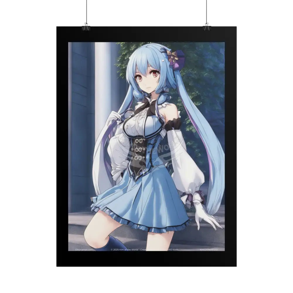 3D Sexy Flirty Blue Anime Doll Poster — Rolled Art Print Poster