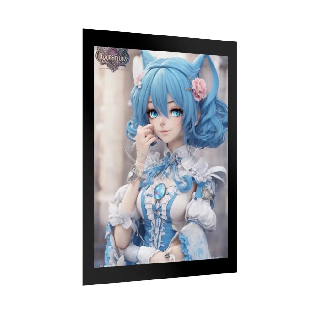 3D Sexy Flirty Blue Anime Doll Poster — Rolled Art Print Poster
