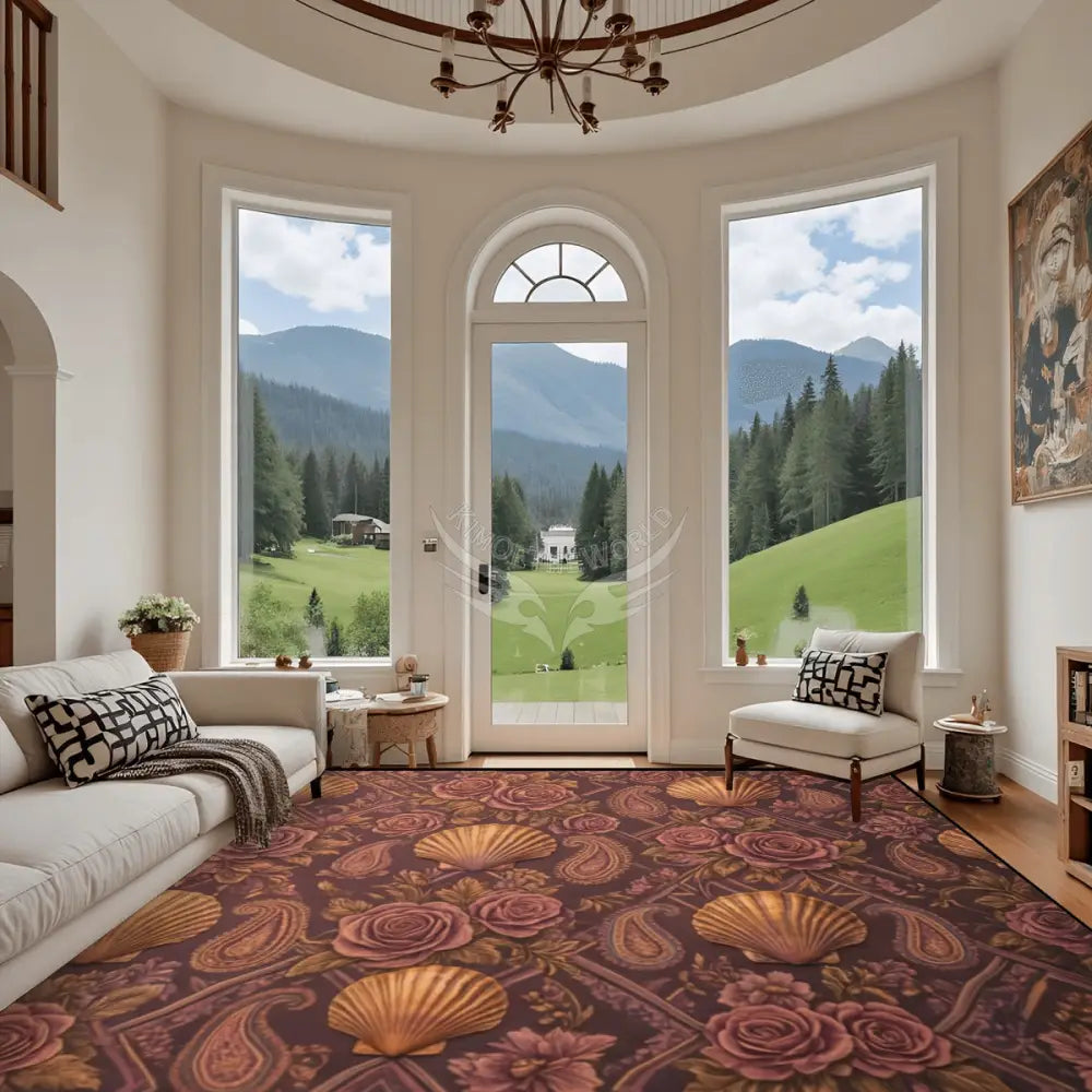 3D Shells in Dark Copper - Large Area Rug Floor Carpet - 12ft x10 ft - (Ratio 4:3) 144’’x108’’ Rugs & Mats