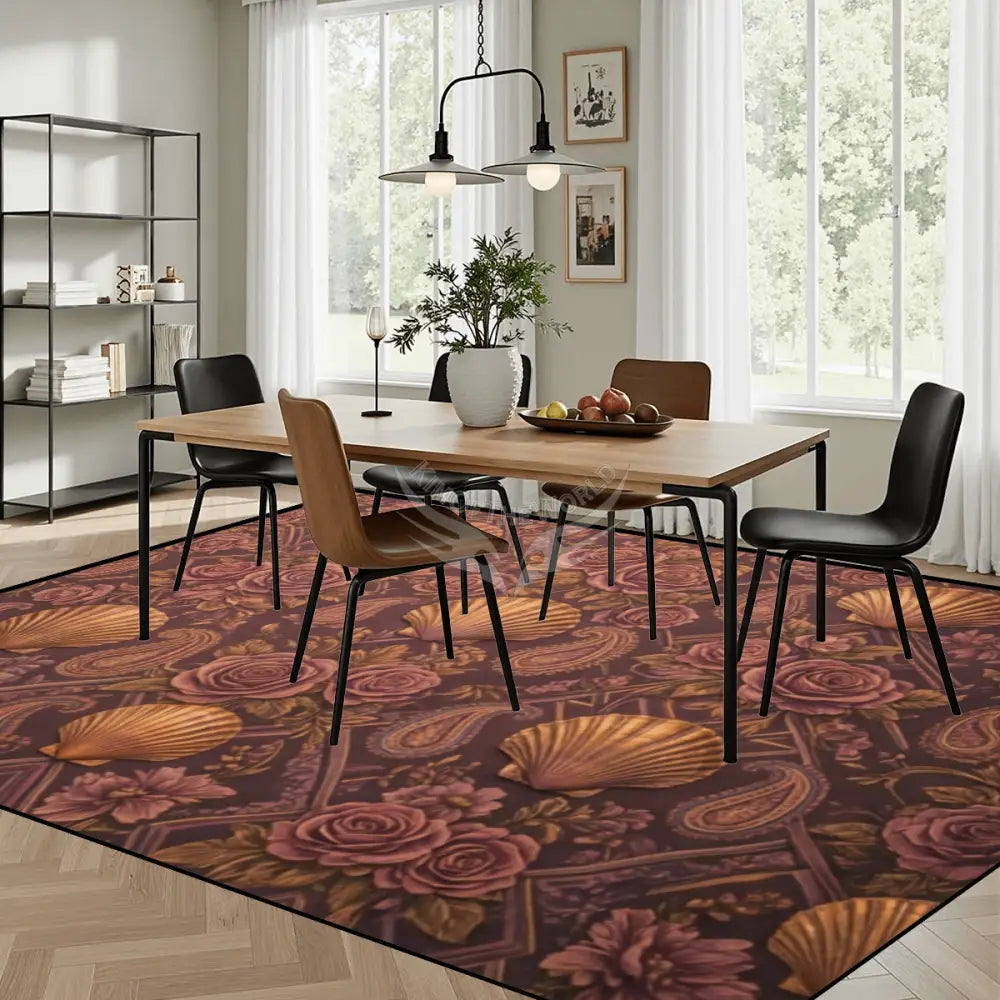 3D Shells in Dark Copper - Large Area Rug Floor Carpet - 12ft x10 ft - (Ratio 4:3) 144’’x108’’ Rugs & Mats