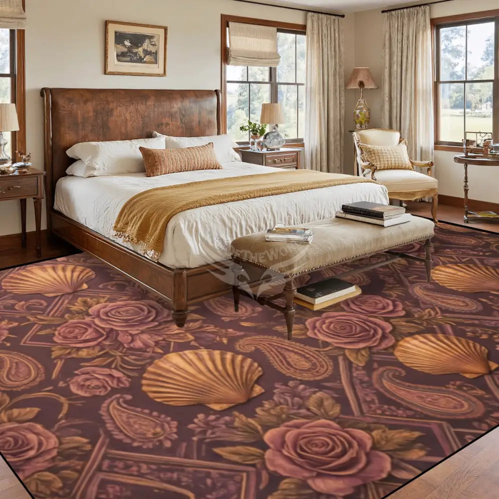 3D Shells in Dark Copper - Large Area Rug Floor Carpet - 12ft x10 ft - (Ratio 4:3) 144’’x108’’ Rugs & Mats
