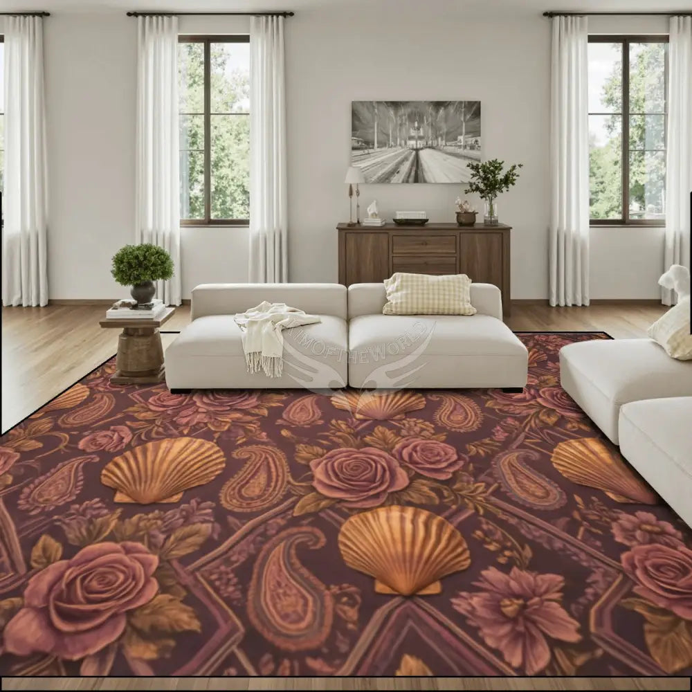 3D Shells in Dark Copper - Large Area Rug Floor Carpet - 12ft x10 ft - (Ratio 4:3) 144’’x108’’ Rugs & Mats