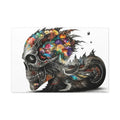 3D Skull Motorcycle Riders Matte Canvas Wall Art — Gothic Colorful Adventure 36″ x 24″ (Horizontal) / 1.25’’ Canvas