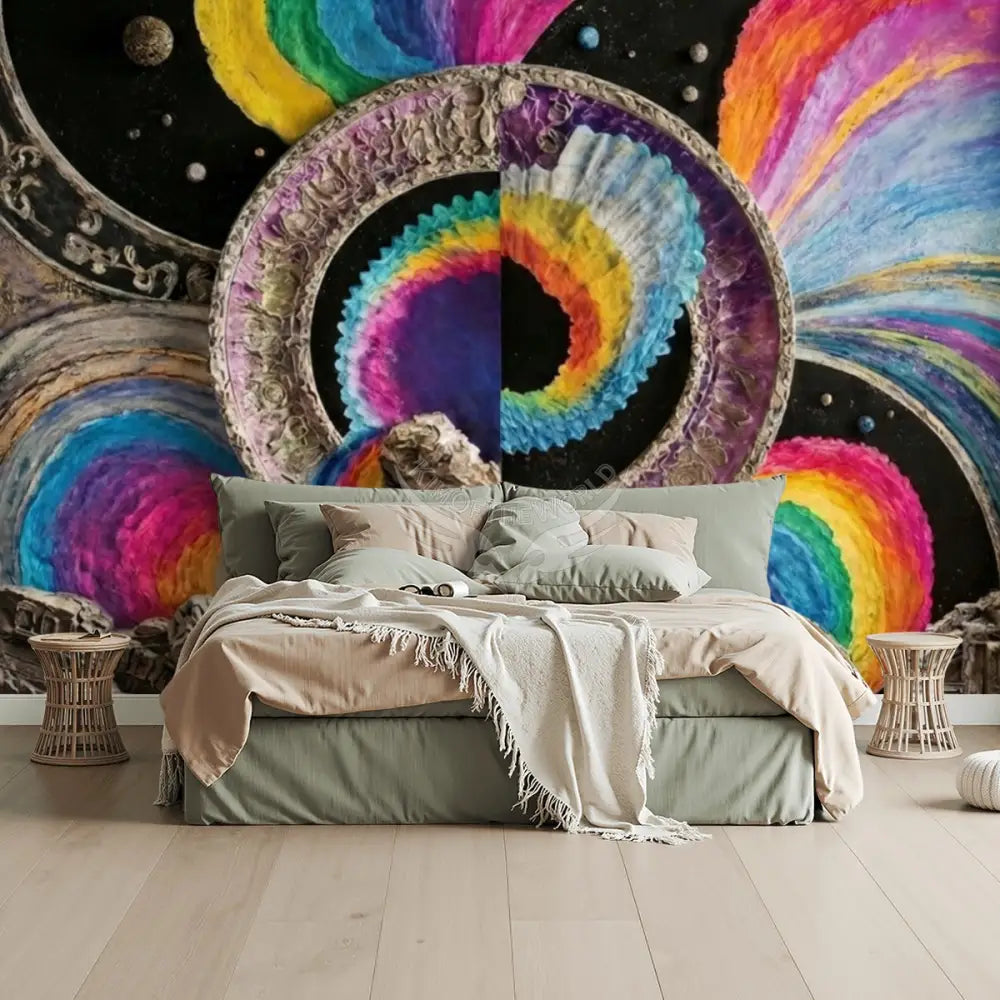 3D Spectrum Circle Unpasted Mural Wallpaper 144’’x100’’ - 144’’x100’’ - Wall Coverings