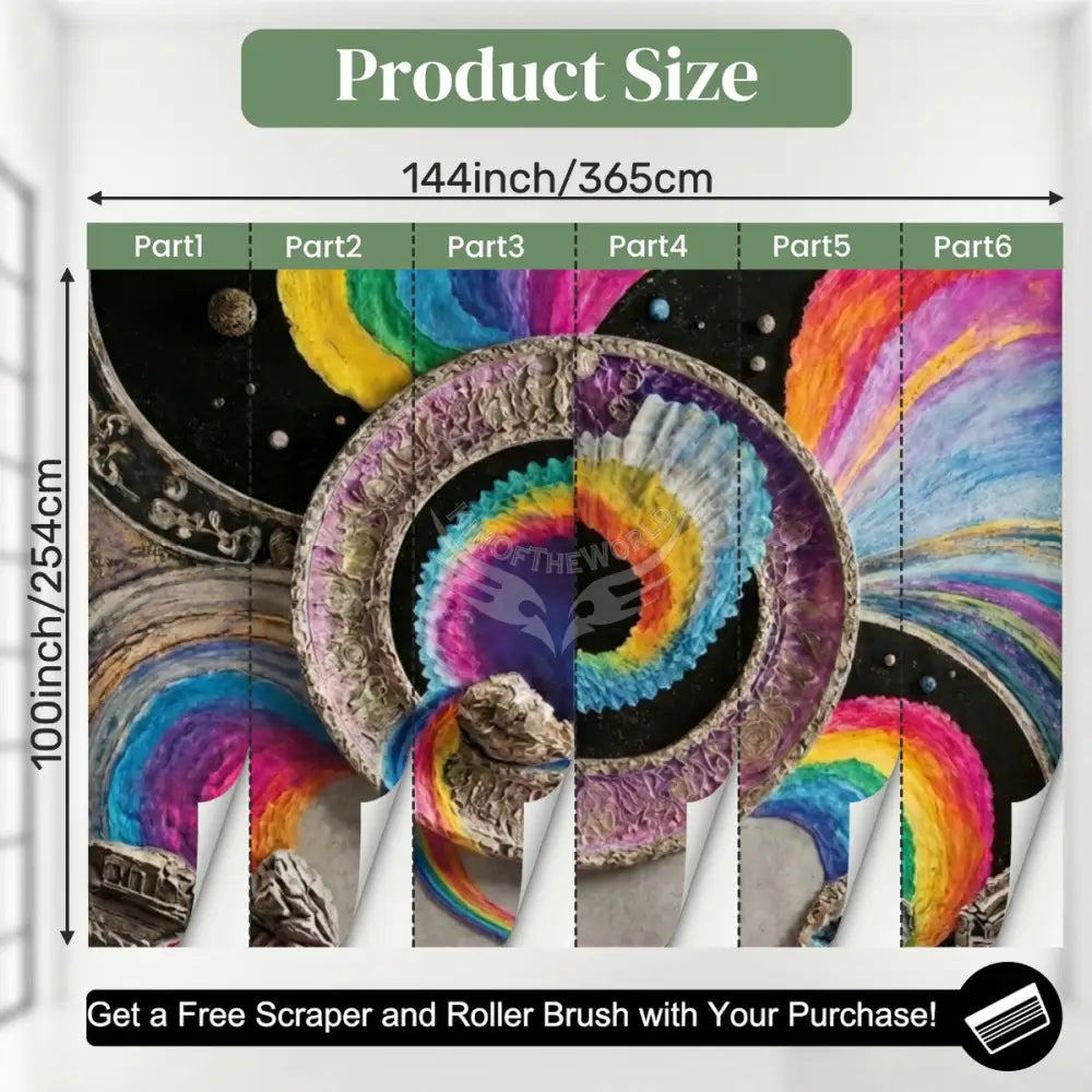 3D Spectrum Circle Unpasted Mural Wallpaper 144’’x100’’ - 144’’x100’’ - Wall Coverings