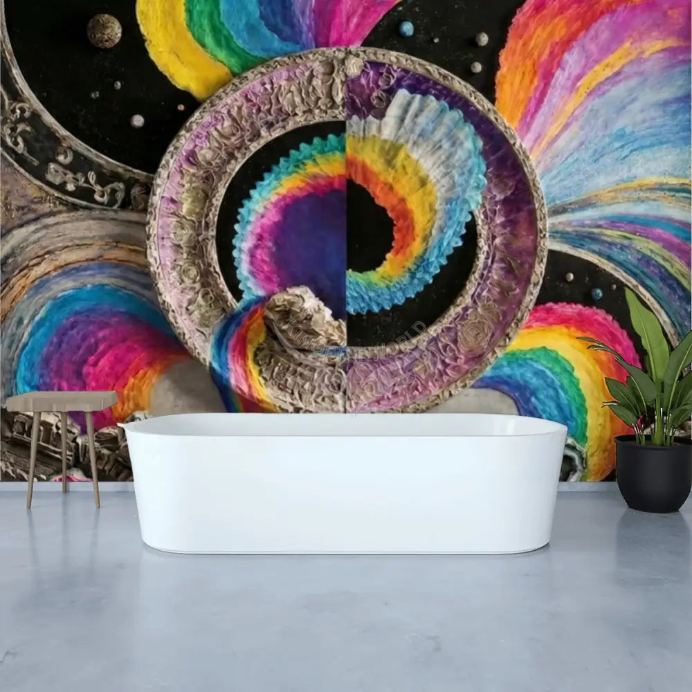 3D Spectrum Circle Unpasted Mural Wallpaper 144’’x100’’ - 144’’x100’’ - Wall Coverings