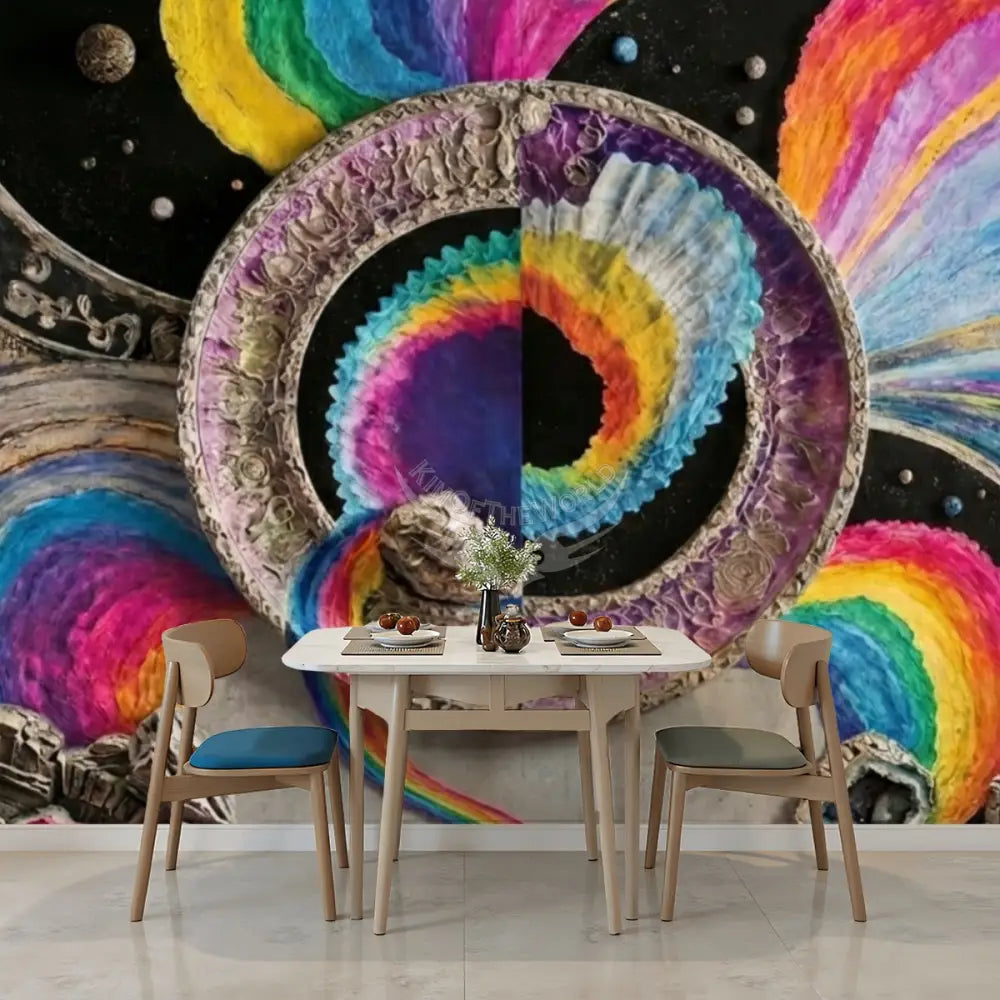 3D Spectrum Circle Unpasted Mural Wallpaper 144’’x100’’ - 144’’x100’’ - Wall Coverings