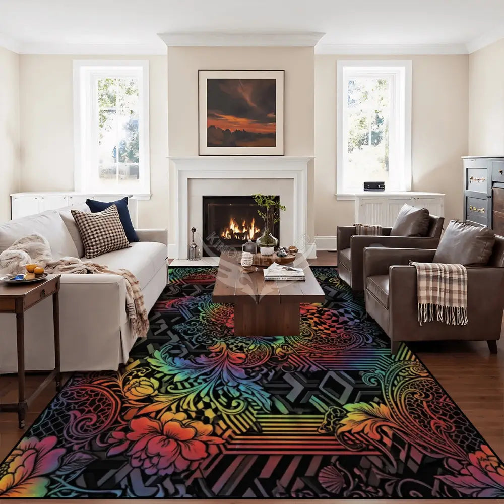 3D Spectrum Rainbow Animal Geo Print Large Area Rug Floor Carpet 10x8 120’’x96’’ Rugs & Mats