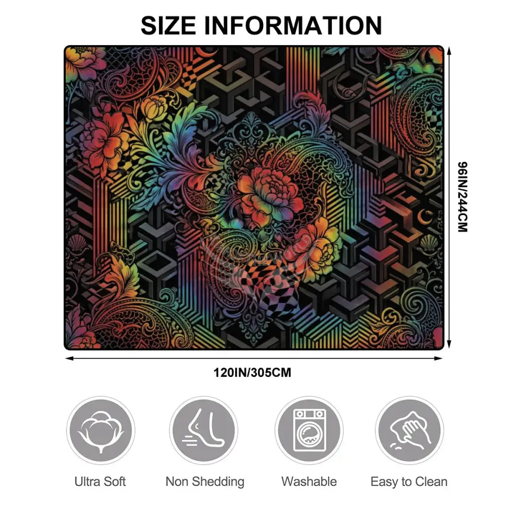 3D Spectrum Rainbow Animal Geo Print Large Area Rug Floor Carpet 10x8 120’’x96’’ Rugs & Mats