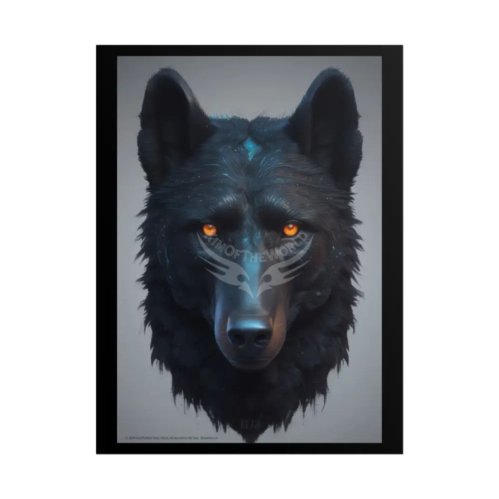 3D Steampunk Black Bear Glowing Eyes - Gothic Florals & Winged Creatures - Rolled Posters 18″ x 24″ (Vertical) / Matte