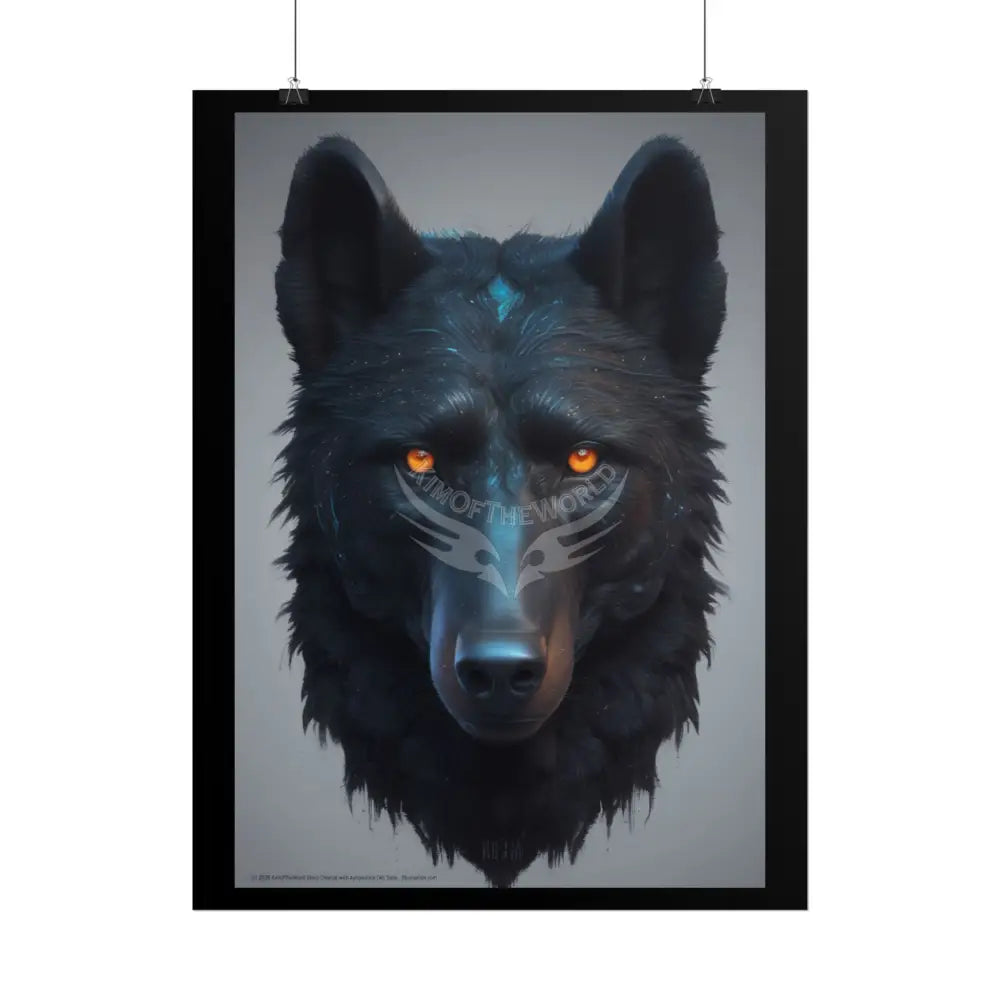 3D Steampunk Black Bear Glowing Eyes - Gothic Florals & Winged Creatures - Rolled Posters Poster