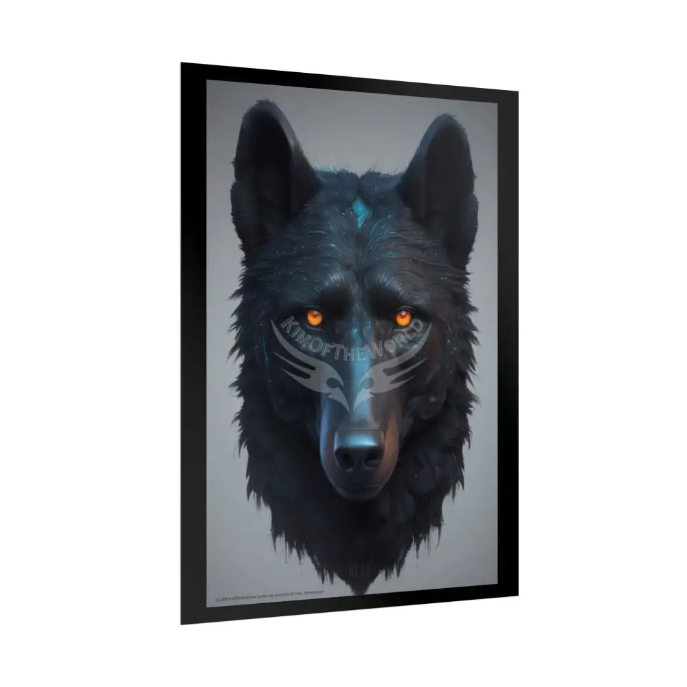 3D Steampunk Black Bear Glowing Eyes - Gothic Florals & Winged Creatures - Rolled Posters Poster