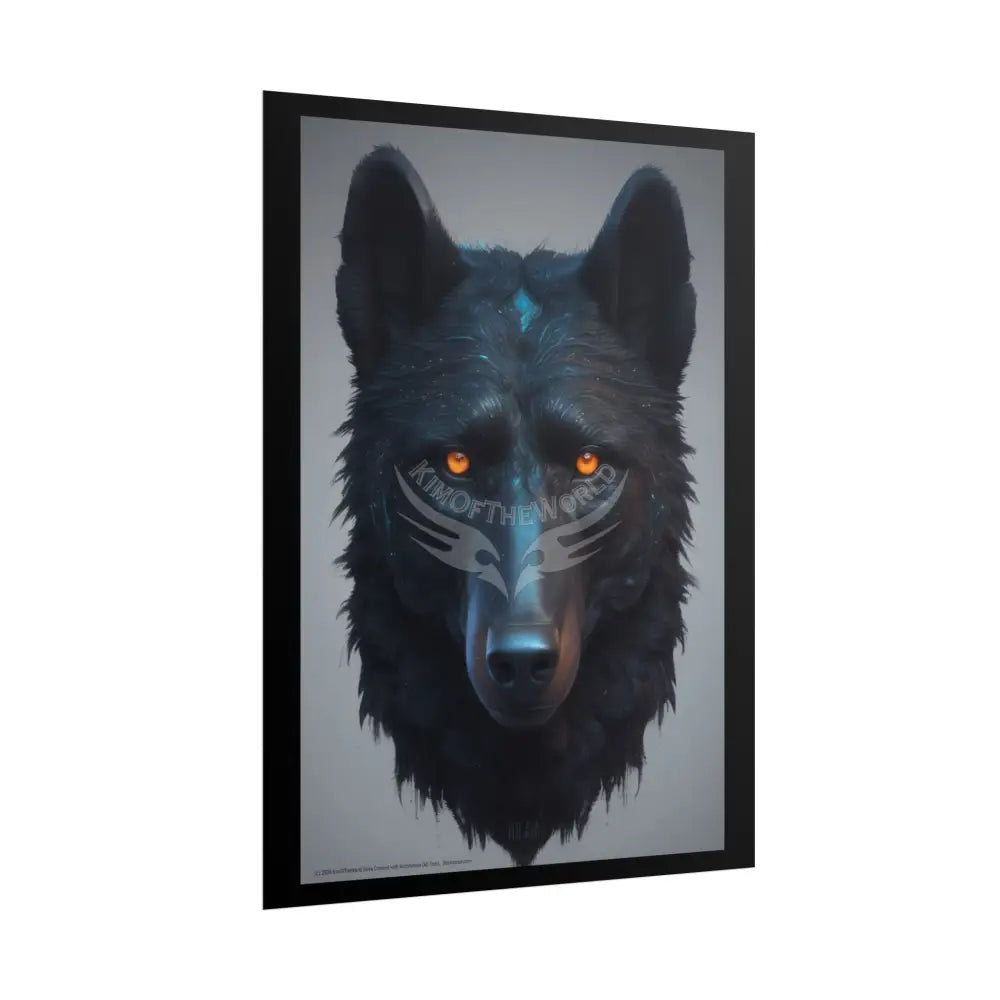 3D Steampunk Black Bear Glowing Eyes - Gothic Florals & Winged Creatures - Rolled Posters Poster