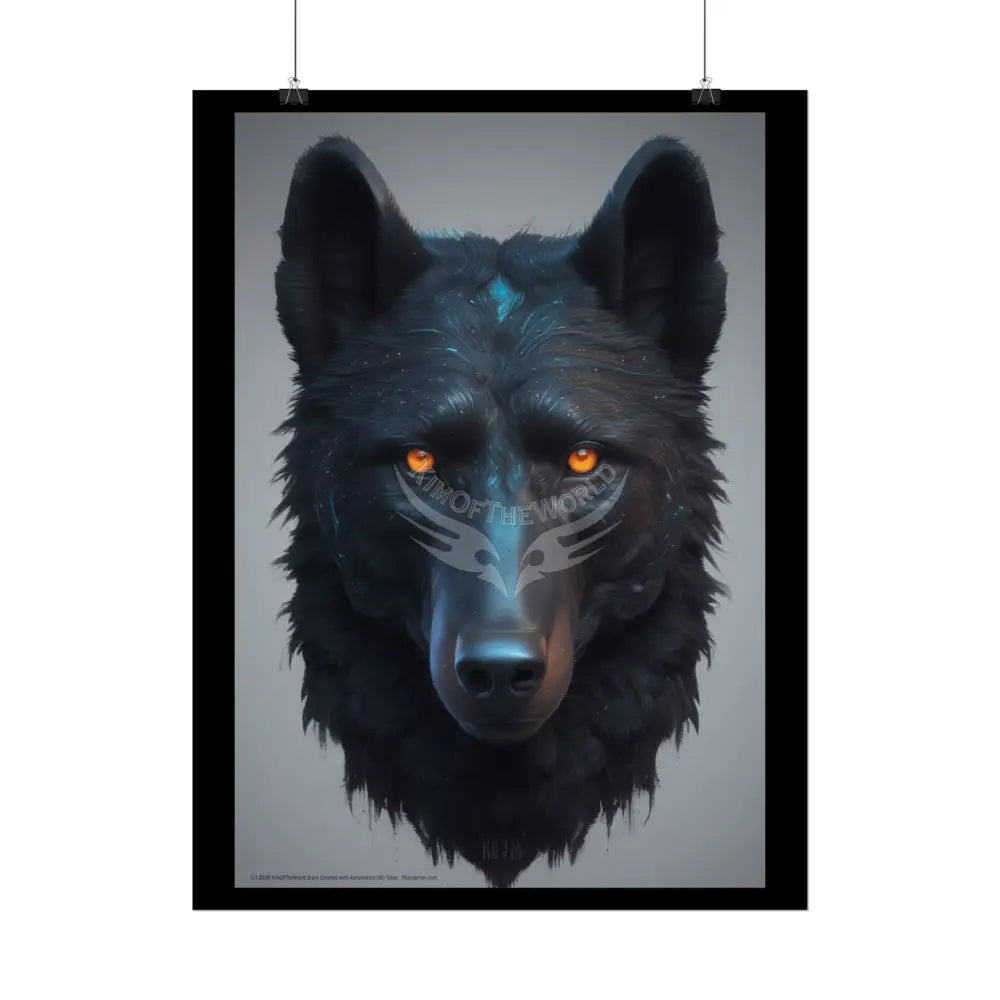 3D Steampunk Black Bear Glowing Eyes - Gothic Florals & Winged Creatures - Rolled Posters Poster