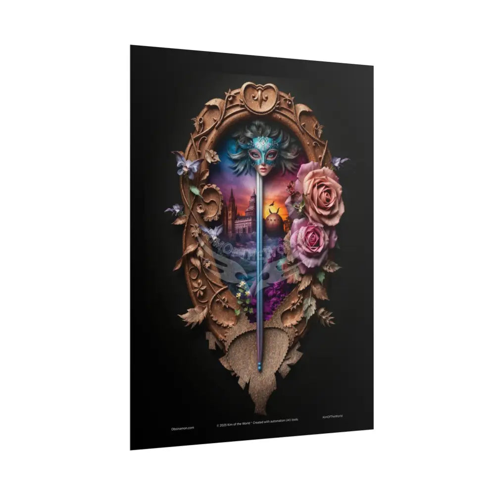 3D Steampunk Cottage Eyemask Magician Art Print - Rolled Poster Poster