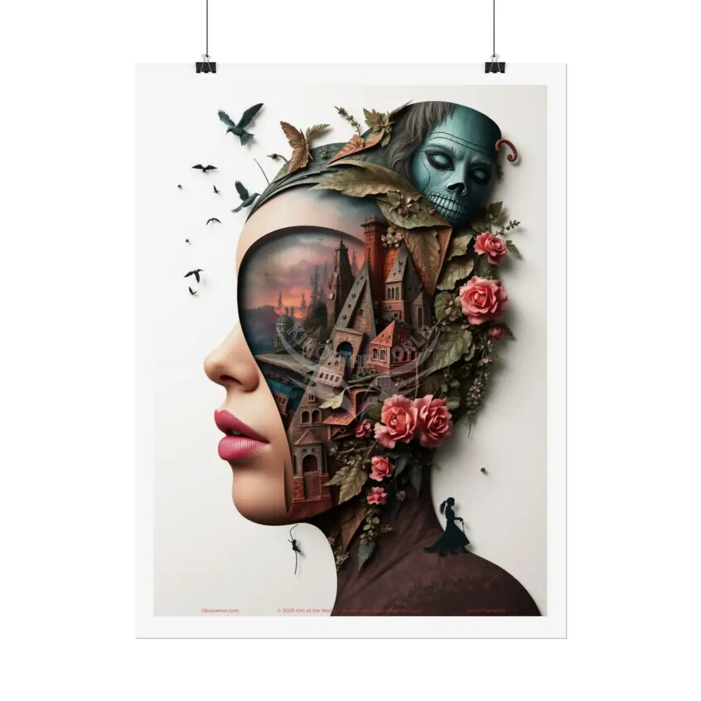 3D Steampunk Cottage Eyemask Magician Girl Power Art Print - Rolled Poster Poster