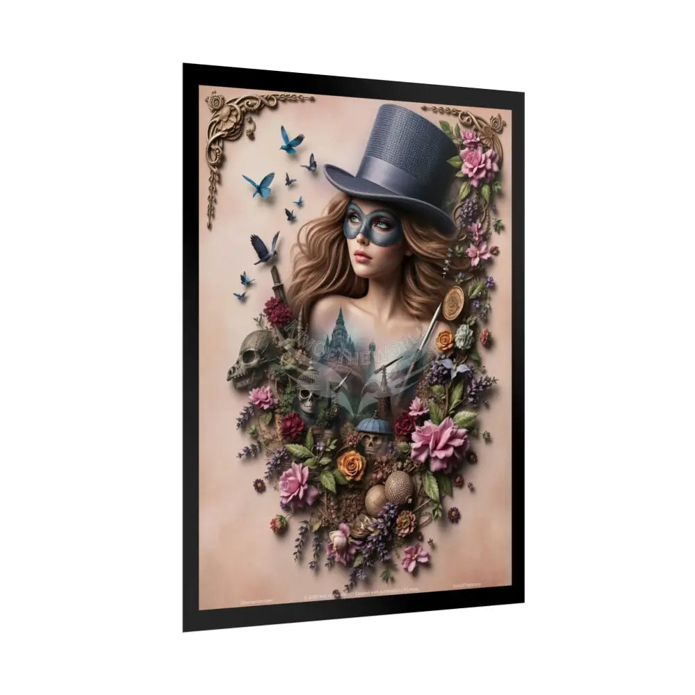 3D Steampunk Cottage Eyemask Magician Girl Power Art Print - Rolled Poster Poster