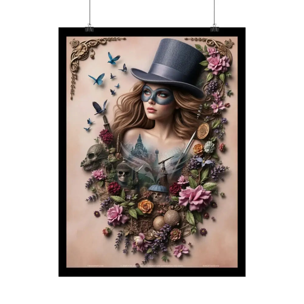 3D Steampunk Cottage Eyemask Magician Girl Power Art Print - Rolled Poster Poster