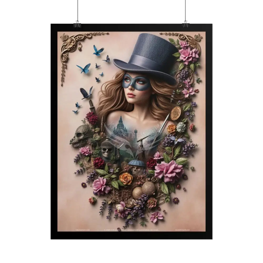 3D Steampunk Cottage Eyemask Magician Girl Power Art Print - Rolled Poster Poster