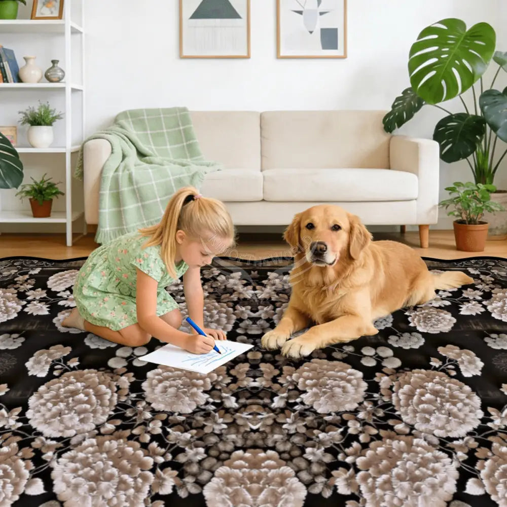 3D Steampunk Floral Geometric Scalloped Area Rug 120’’x96’’ 120’’x96’’ Rugs & Mats