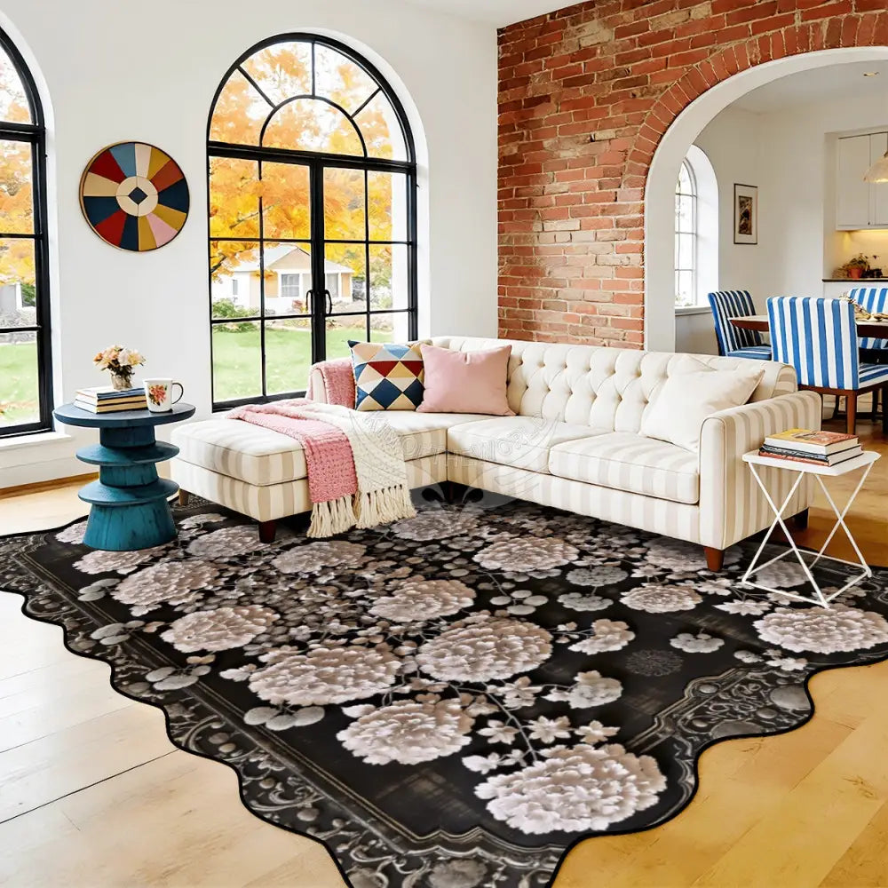 3D Steampunk Floral Geometric Scalloped Area Rug 120’’x96’’ 120’’x96’’ Rugs & Mats