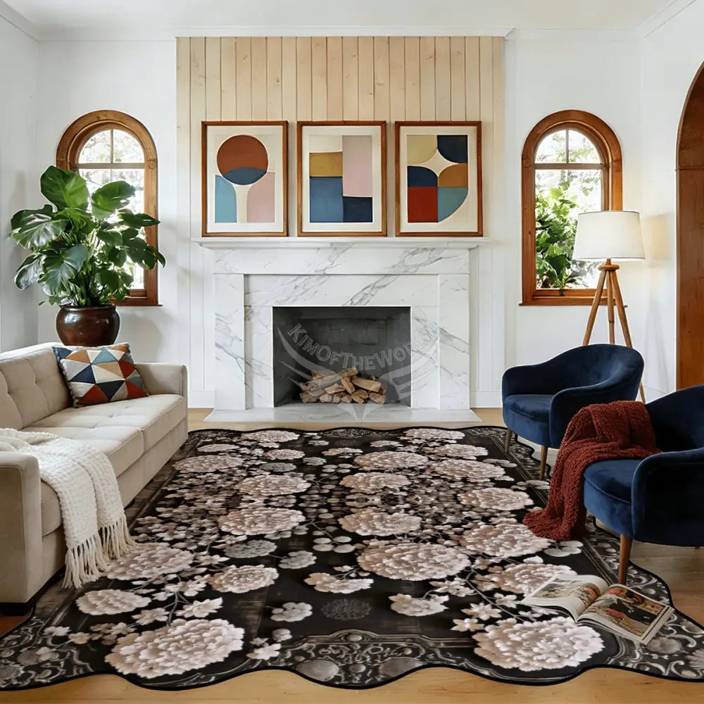 3D Steampunk Floral Geometric Scalloped Area Rug 120’’x96’’ 120’’x96’’ Rugs & Mats
