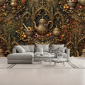 3D Steampunk Gothic Tea Floral Unpasted Mural Wallpaper 144’’x100’’ 144’’x100’’ Wall Coverings