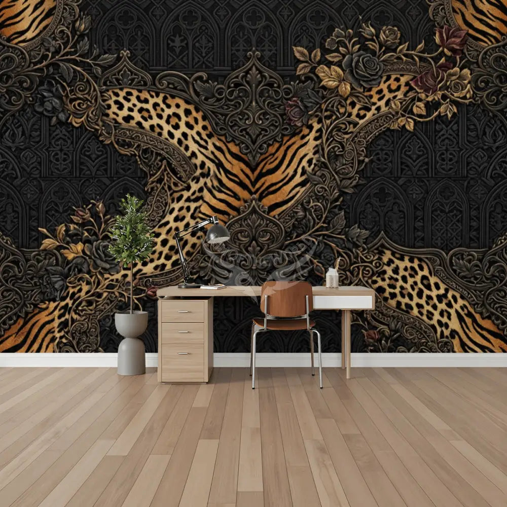 3D Steampunk with Tiger Strip X Unpasted Mural Wallpaper 144’’x100’’ 144’’x100’’ Wall Coverings