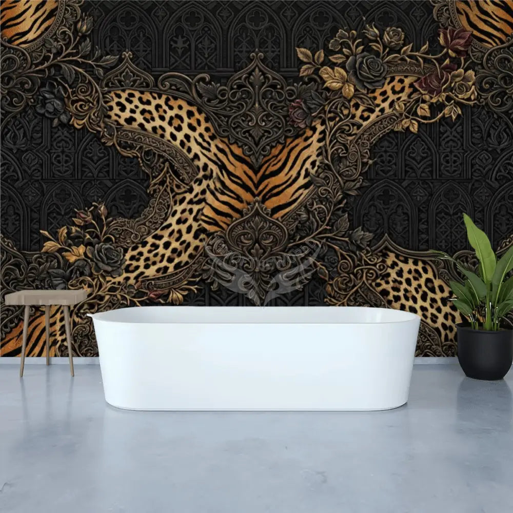 3D Steampunk with Tiger Strip X Unpasted Mural Wallpaper 144’’x100’’ 144’’x100’’ Wall Coverings